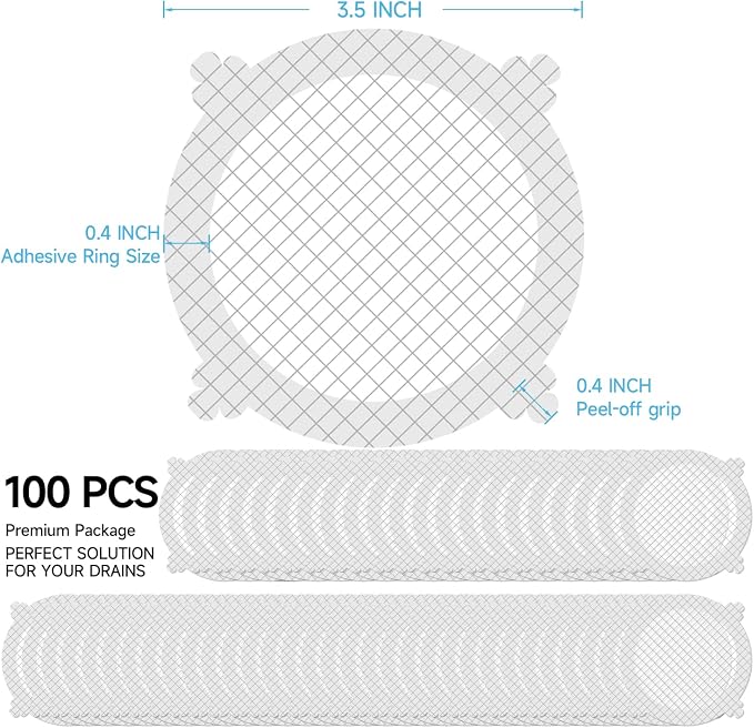 VIVIDLY 100 Pack Disposable Shower Drain Cover Hair Catcher Shower Drain Mesh - Image 2