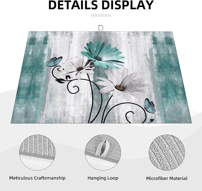 Floral Dish Drying Mat 18x24 Inches - Image 7