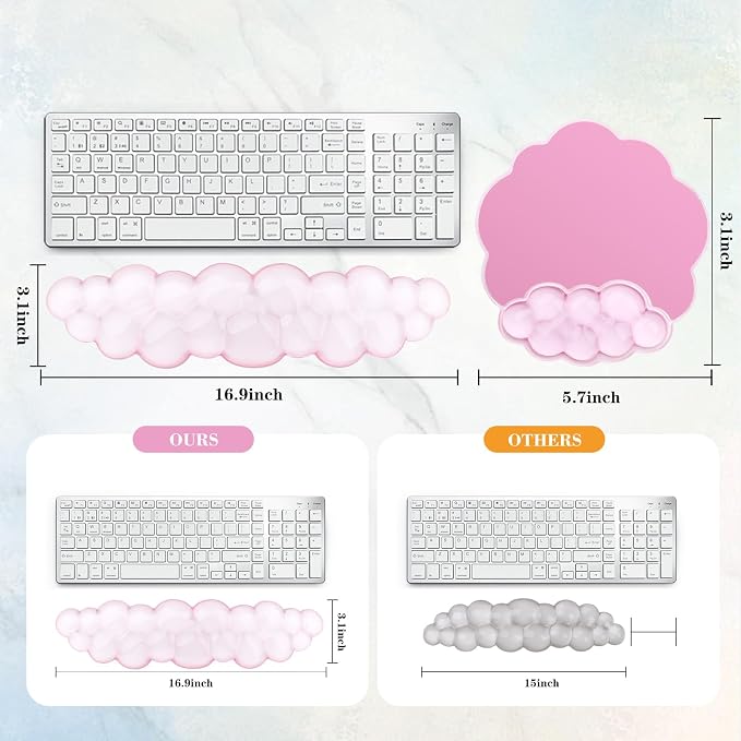 Gel Cloud Keyboard and Mouse Wrist Rest, Cute Wrist Support and Arm Support Rest - Image 4