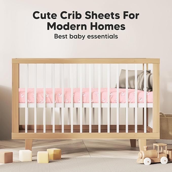 KeaBabies 2-Pack Baby Crib Sheets for Boys, Girls - 52x28 Viscose Derived from Bamboo Toddler Bed Sheets Neutral, Fitted Crib Mattress Cover for Standard Baby Bedding, Soft & Cozy (Dreamland)
