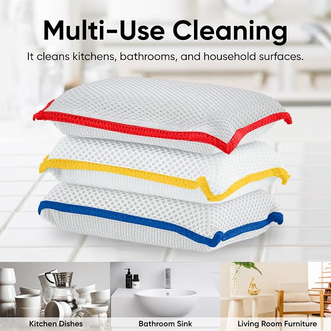 Microfiber Sponges for Dishes, Non-Scratch Sponge Dish Scrubber Heavy Duty - Image 9