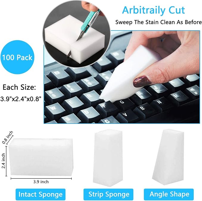 Magic Sponge Eraser, 100 Pack Melamine Foam Bulk Sponge Sheets - Image 4