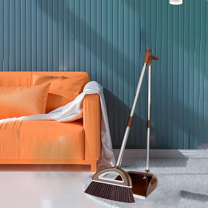 Brooms and Dustpan Set with 35" Long Handle, 181° Rotatable Standing Storage - Image 3