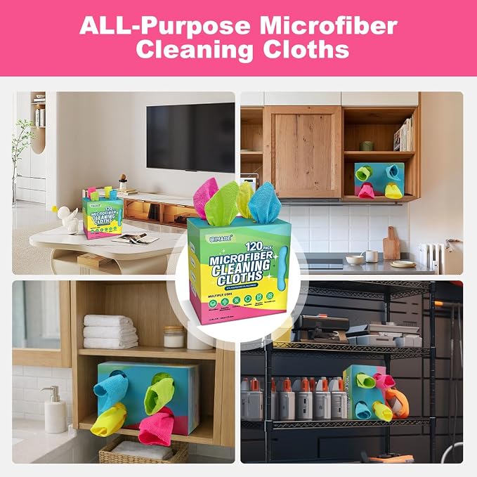 Microfiber Cleaning Cloth, 120 Pack Reusable Paper Towels Microfiber Towels - Image 7