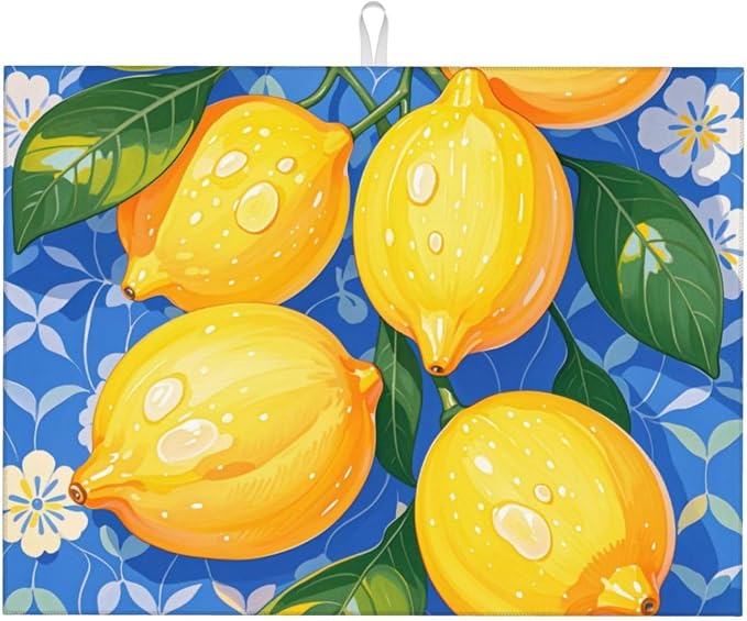lemon Dish Drying Mat Highly Absorbent Double-Sided Microfiber by Ovitssrk