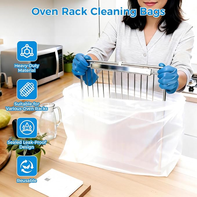 4 Pack Large Oven Grill Cleaning Bags（19.6''X27.5''）, Heavy Duty Oven Rack - Image 3