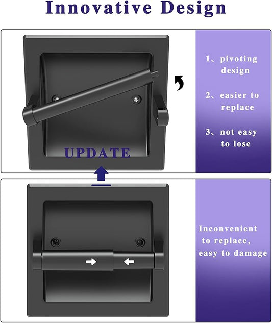 Toilet Paper Holder 2 Pack, Recessed Pivoting Toilet Paper Holder Wall Mount - Image 2