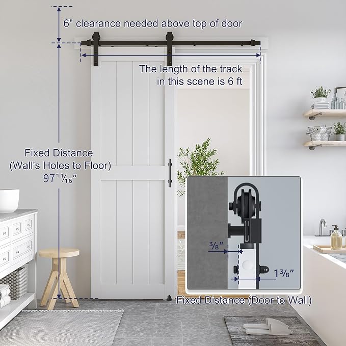 SmartStandard 32 x 96 inch White Sliding MDF Barn Door - Image 2