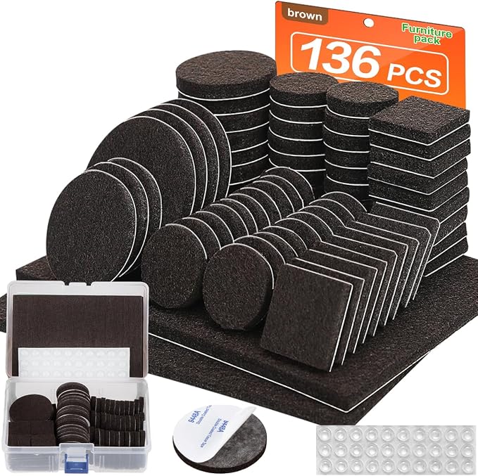 Felt Furniture Pads 136 Pieces, Furniture Pads by FurniMate