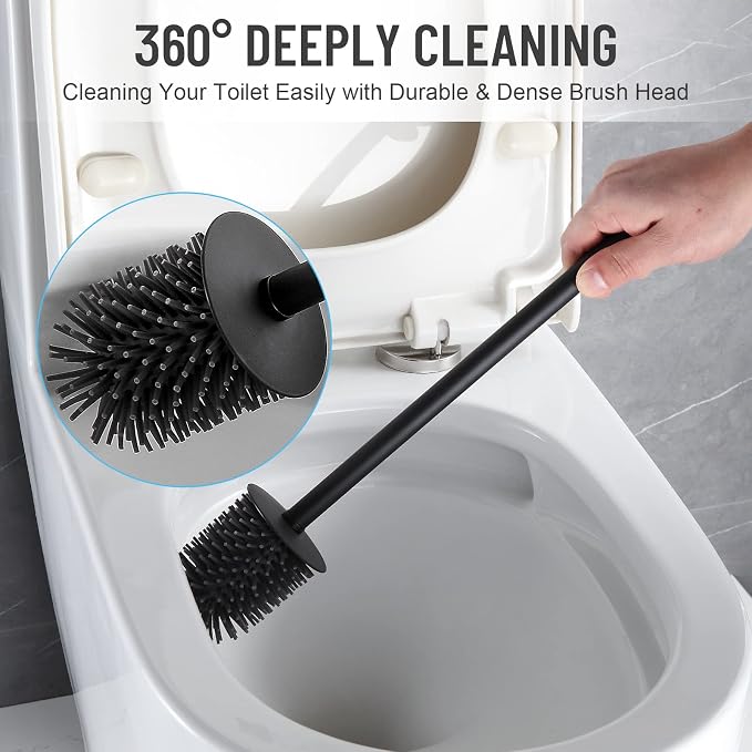 BVL Toilet Brush and Holder Black Toilet Bowl Brush - Image 3