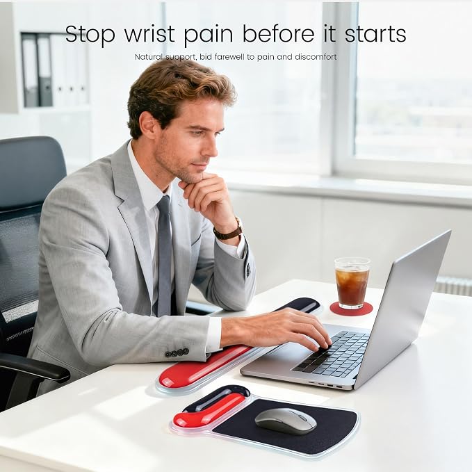Ospelelf Mouse Pad with Wrist Rest and Ergonomic Gel Keyboard Hand Wrist - Image 6