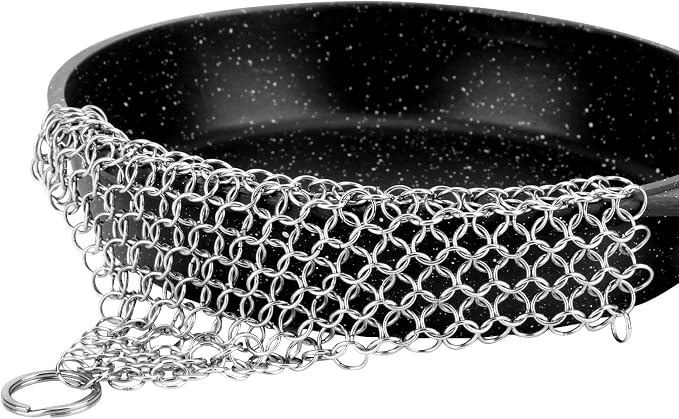 Cast Iron Cleaner 6"x6.3" 316L Stainless Steel Chainmail Scrubber by BOTEFEI