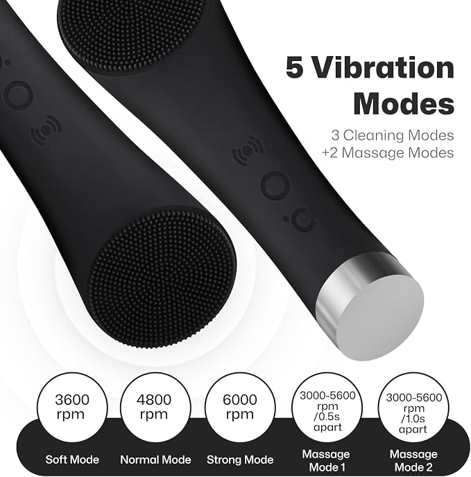 PRITECH Facial Cleansing Brush, Rechargeable Silicone Face Scrubber - Image 3