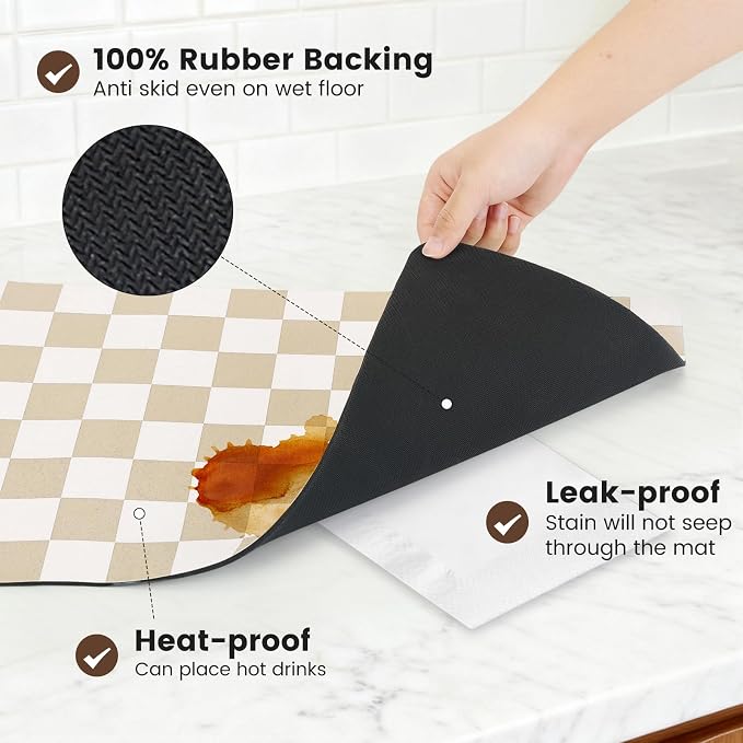 17" x 32" Checkered Dish Drying Mat - Image 6