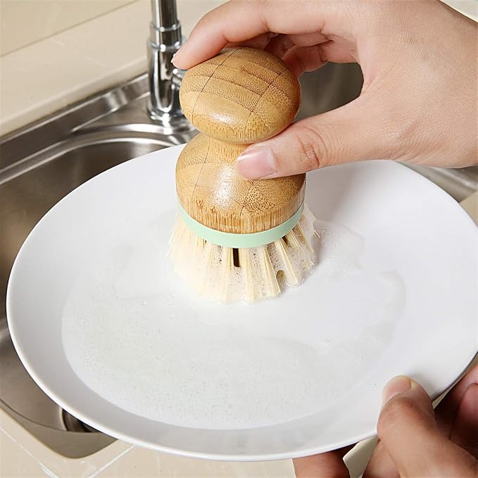 4 Pieces Bamboo Dish Scrub Brush - Image 4