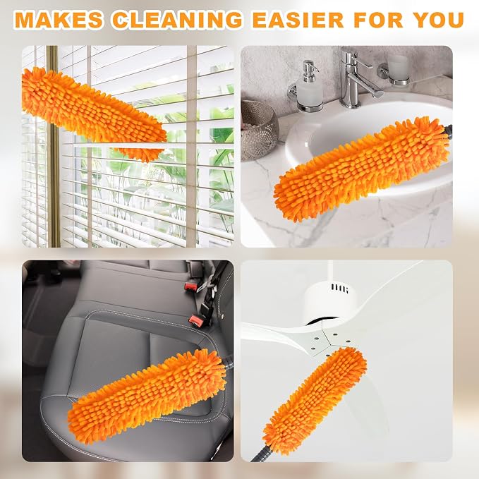16'' Microfiber Duster with Long Handle, Reusable Detachable Head Duster - Image 6