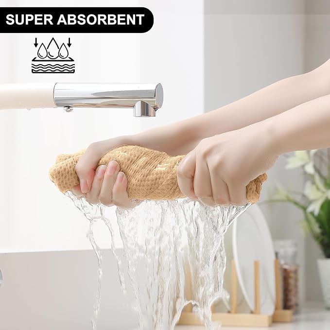 Homaxy 100% Cotton Kitchen Towels and Dishcloths Set, 12 x 12 Inches and 13 x - Image 3