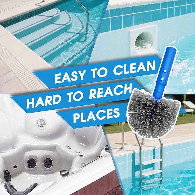 Small Pool Brush Head for Cleaning Narrow Corners Steps, Stiff Wavy Bristles - Image 4