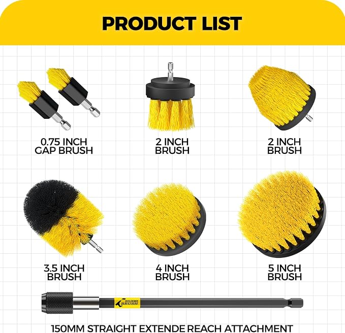 Holikme 8 Piece Drill Brush Attachments Set, Power Scrubber - Image 2