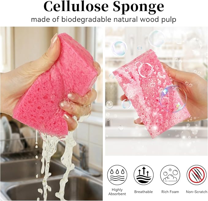 6 Pcs Kitchen Sponges for Dishes Cleaning, Non Scratch for Non Stick Cookware - Image 3