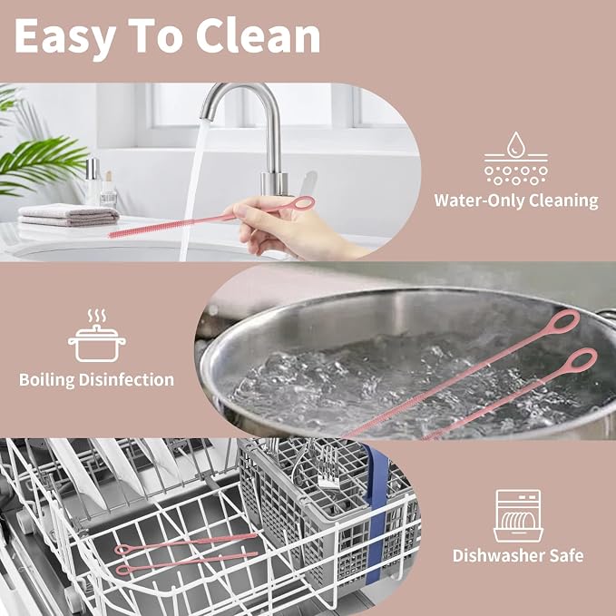 Silicone Straw Cleaner Brush, Non-slip Handle Soft and Bendable - Image 6