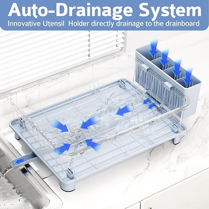 Blue Dish Drying Rack, Dish Rack, Space-Saving Dish Racks - Image 2