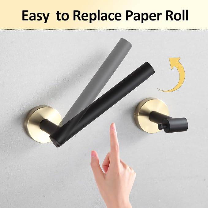 BVL Black and Gold Toilet Paper Holder Wall Mount – 304 Stainless Steel Single - Image 2