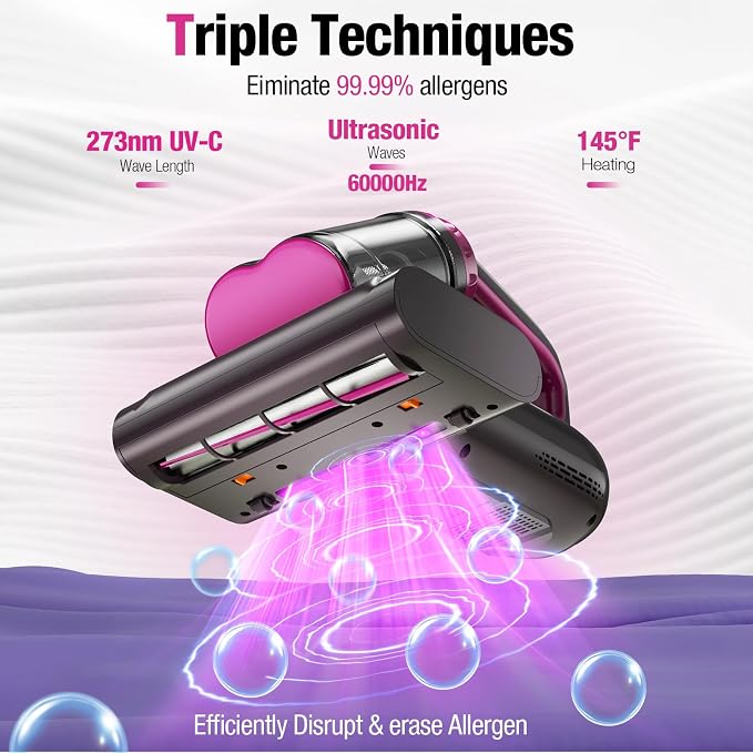 Mattress Vacuum Cleaner, 17Kpa 650W Bed Vacuum Cleaner, 273nm UV-C Light & - Image 3