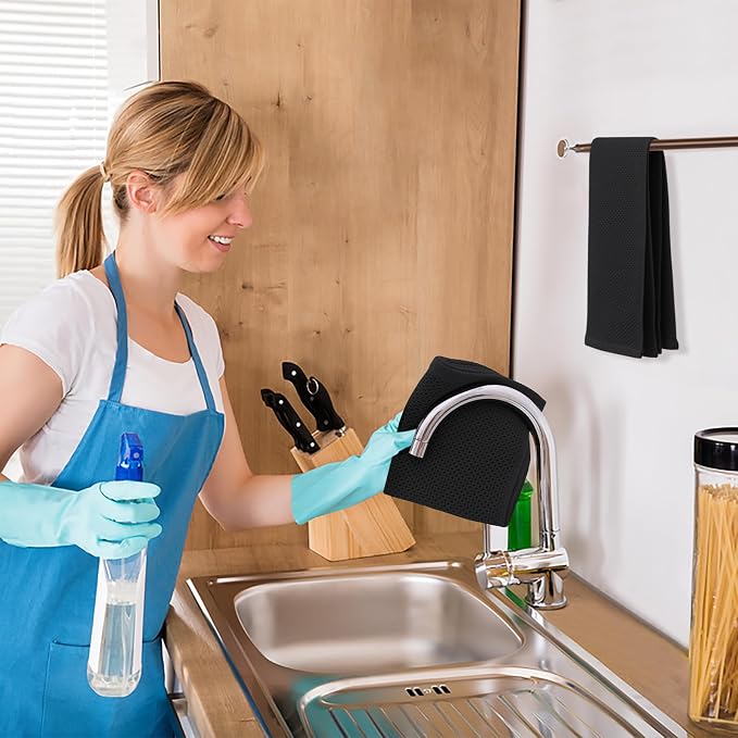 Kitinjoy 100% Cotton Waffle Weave Kitchen Hand Towels - Image 5