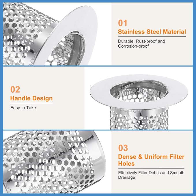 uxcell 2 Pack Shower Drain Strainers, Fit Hole Size 1.38" to 2.17" - Image 3