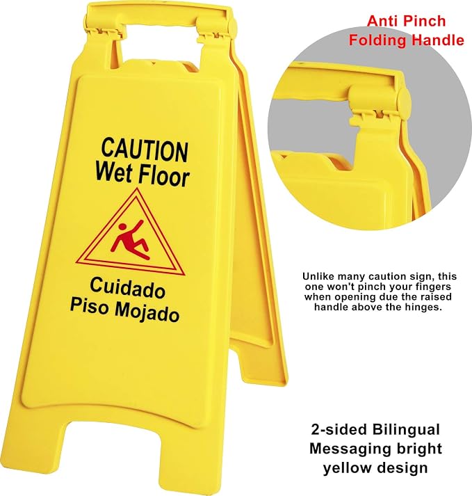 Galashield Wet Floor Sign 3 Pack 2-Sided Safety Yellow Warning Signs Commercial - Image 3