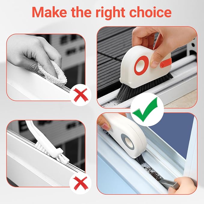 2 in 1 Groove Cleaning Brush Window Track Cleaning Tools, Crevice Brush - Image 4