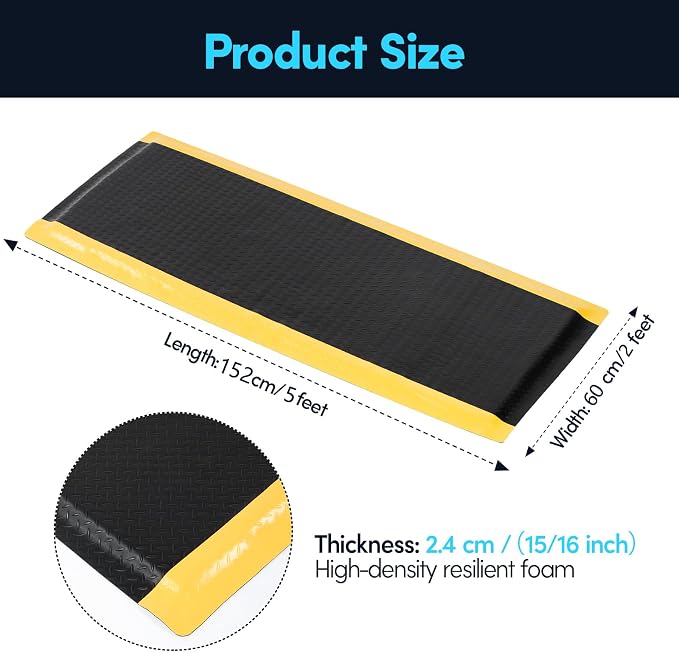 2 x 5 FT Anti Fatigue Mats Industrial 15/16 Inch Thick Soft Sponge Ergonomic - Image 2