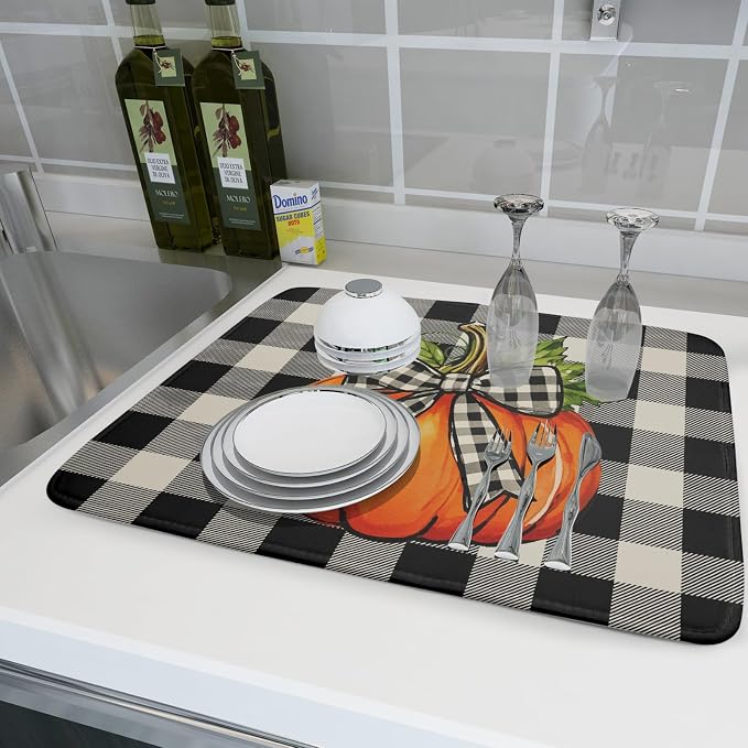 Fall Thanksgiving Pumpkin Dish Drying Mat - Image 6