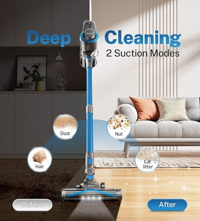 DEVOAC Cordless Vacuum Cleaner, Ultra-Lightweight Stick Vacuum, 2200mAh Battery - Image 2