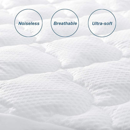 King Size Air Mattress Cover, Thick Quilted Mattress Topper King, Super Soft Breathable and Noiseless Down Alternative Fiber Pillow Top Mattress Pad with Deep Pocket Fits Up to 23 Inch Mattress