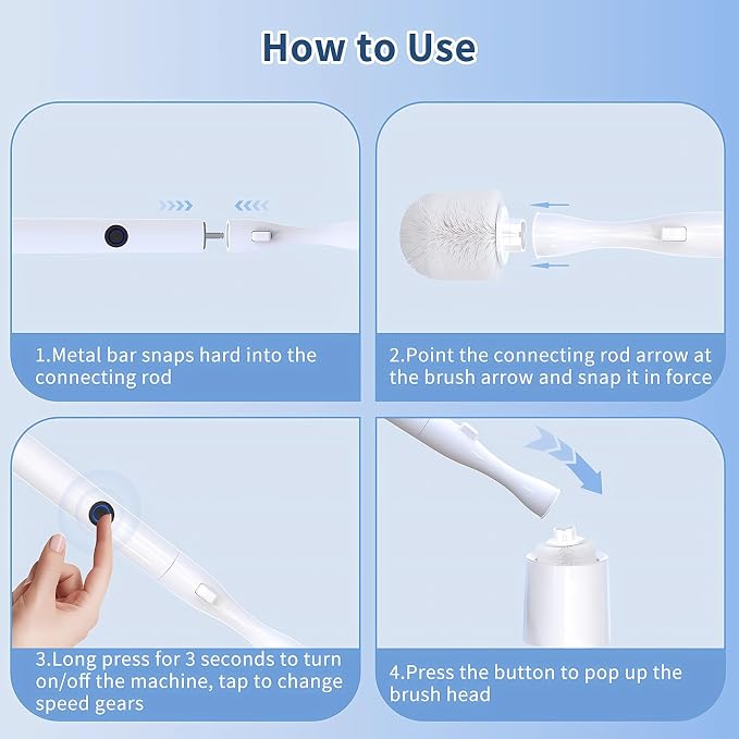 Electric Toilet Brush, HKFIF Toilet Brush and Holder Set, 360 Degree Powerful - Image 4