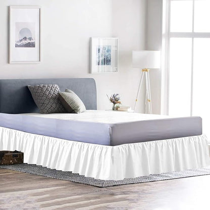Ruffled Bed Skirt (King, White) 18 Inch Drop Dust Ruffle with Platform, 100% Cotton 600 Thread Count Fabric, Gathered Styling, Available in All Bed Sizes and 23 Colors - Bedskirt