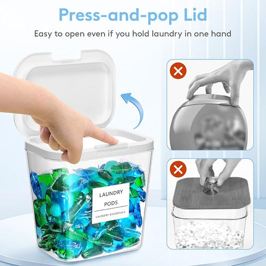 Lifewit 2+1 Laundry Pods Container & Dryer Sheet Holder, Large Powder Detergent - Image 2