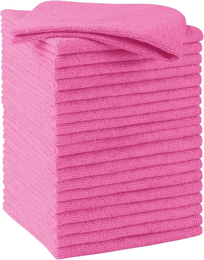 HOMEXCEL Pink Microfiber Cleaning Cloths, 20 Pack Cleaning Rags by HOMEXCEL