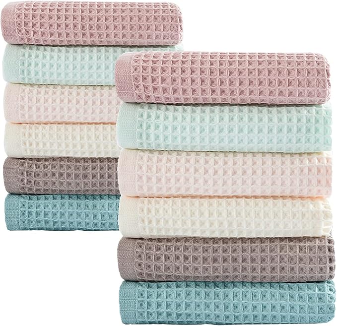 12 Pcs 13" x 13" Waffle Weave Kitchen Dish Cloths Set, 100% Cotton Super by vfaejll