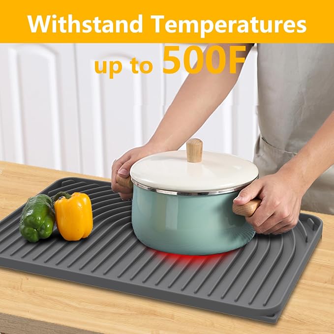 Silicone Drying Mat for Kitchen Counter, Dish Drying Rack Matt - Image 6