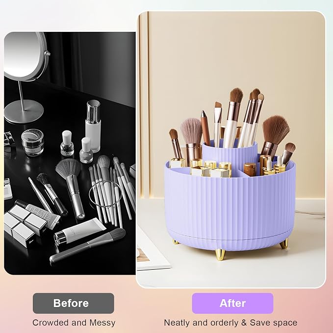Diesisa Makeup Brush Holder Organizer, 360° Rotating Makeup Brush Organizer - Image 2