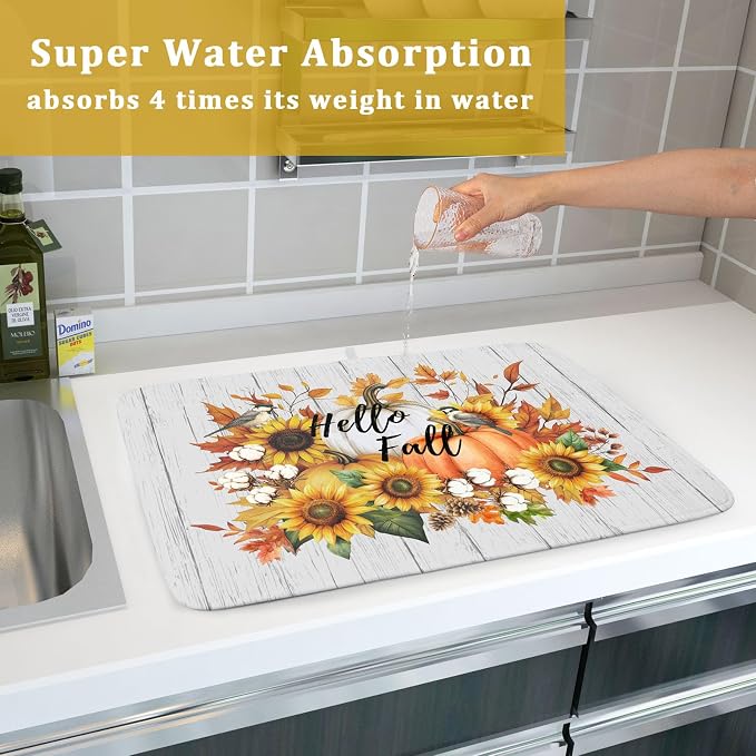Hello Fall Sunflowers Dish Drying Mat - Image 7