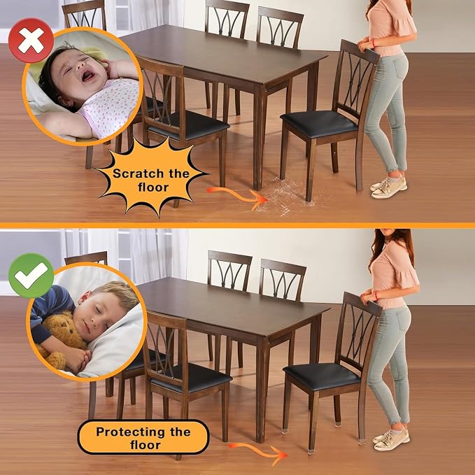 16 Pcs Rectangle Chair Leg Floor Protectors, Silicone Chair Leg Protectors - Image 5