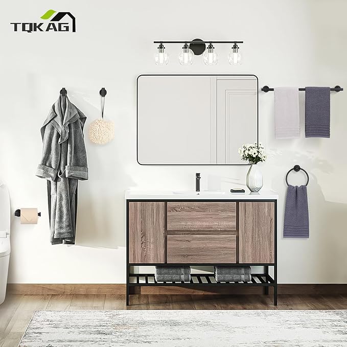 TQKAG Matte Black Bathroom Hardware Set 5 Pieces, SUS304 Stainless Steel Towel - Image 8