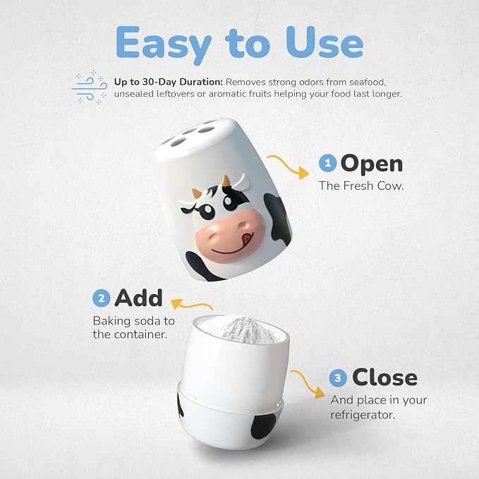 Cow Fridge Baking Soda Deodorizer – Fun Baking Soda Container | Baking Soda - Image 2