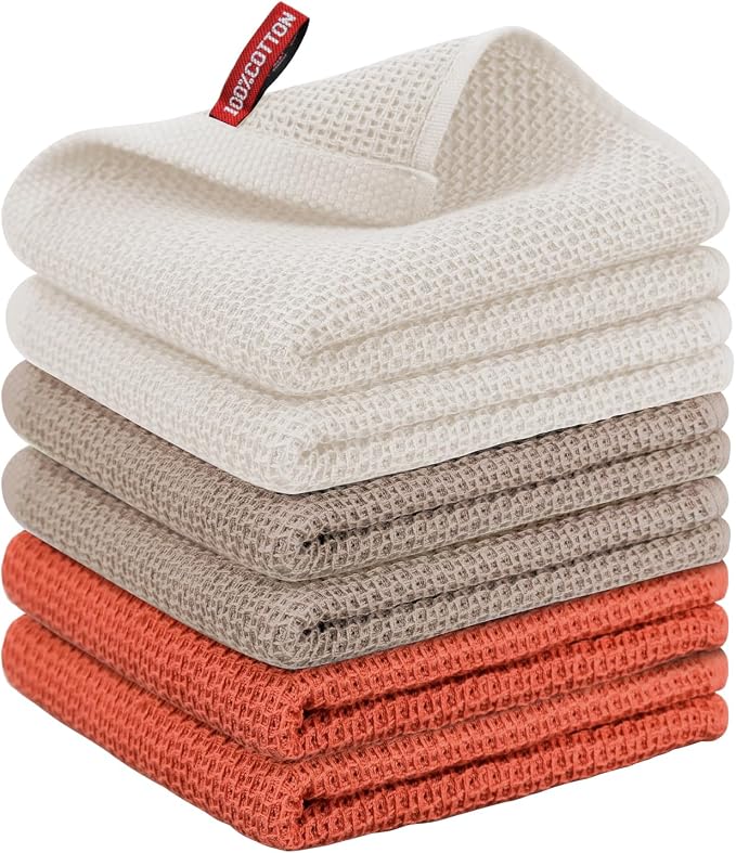 Nialnant 6 Pack Kitchen Towels, Soft Absorbent Quick Drying Dish Cloths by Nialnant