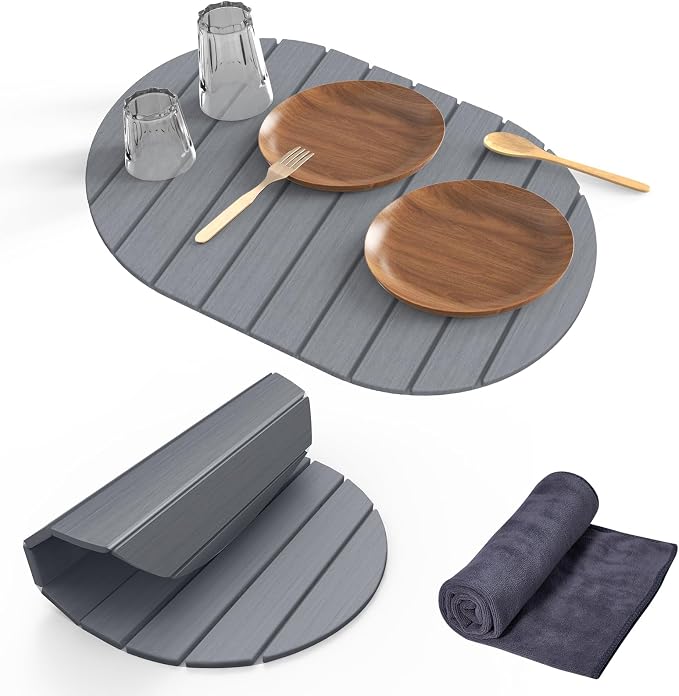 Stone Dish Drying Mat for Kitchen Counter, Versatile Stone Drying Mats for Cups by Cecnamt