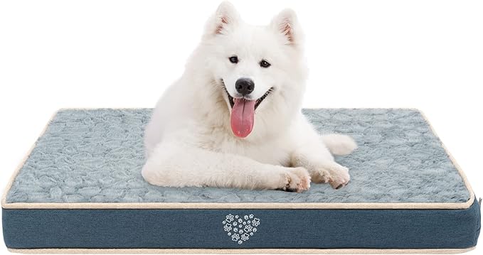 VANKEAN Waterproof Dog Pad Bed Mat Reversible (Warm&Cool), Removable Washable Cover & Waterproof Inner Lining, Pet Mattress for Cats and Dogs, Joint Relief Crate Bed, Navy-Medium